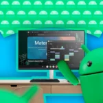 Ảnh mô tả giao diện chế độ desktop của Android với các cửa sổ ứng dụng và biểu tượng Android
