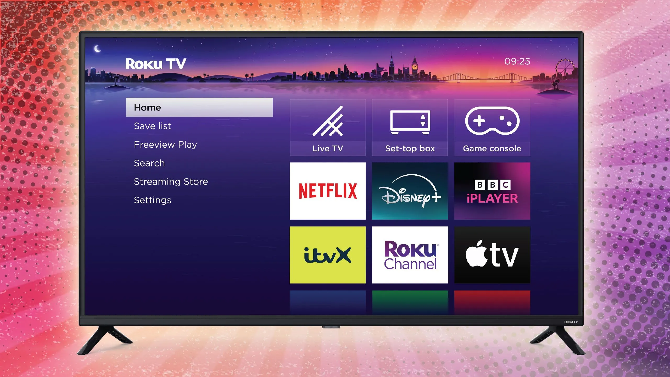 Biểu tượng các ứng dụng streaming phổ biến trên nền tảng Roku, liên quan đến khả năng khám phá nội dung mới.