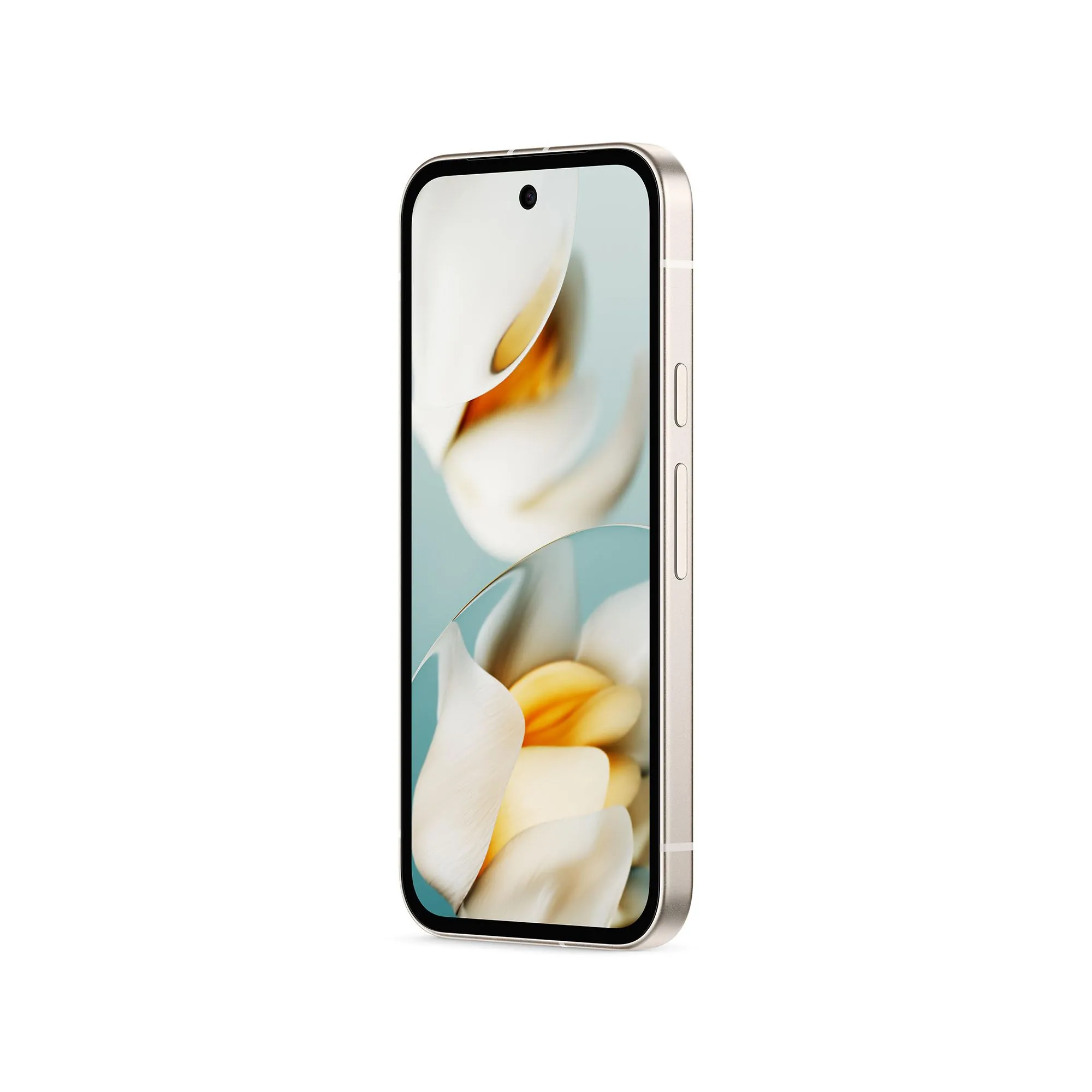 Điện thoại Google Pixel 9a màu Porcelain nhìn từ mặt trước