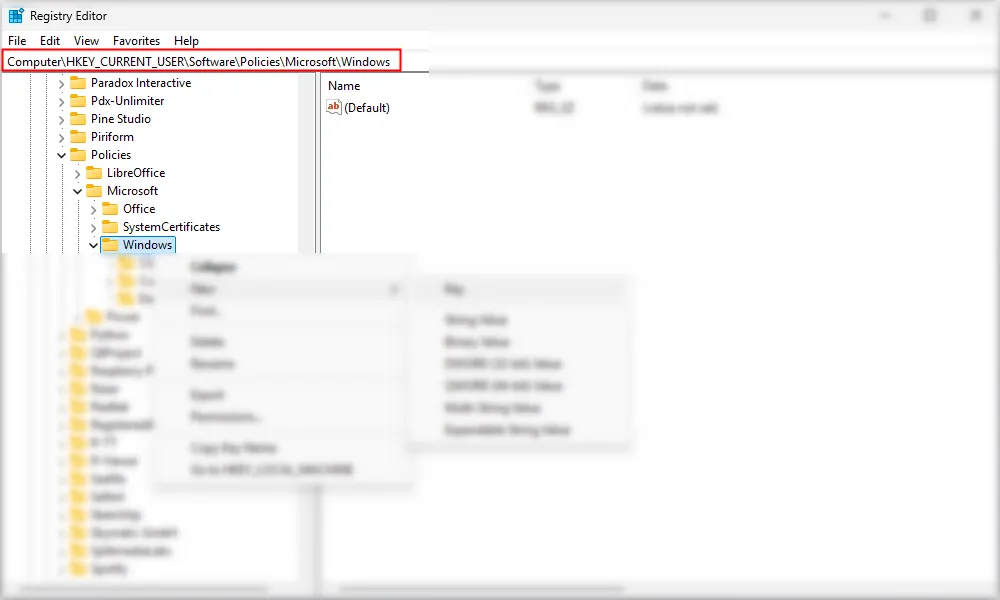 Đường dẫn Registry trong thanh địa chỉ của Registry Editor