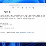 Giao diện ứng dụng Notepad trên Windows hiển thị văn bản được định dạng bằng Markdown và thanh công cụ định dạng mới
