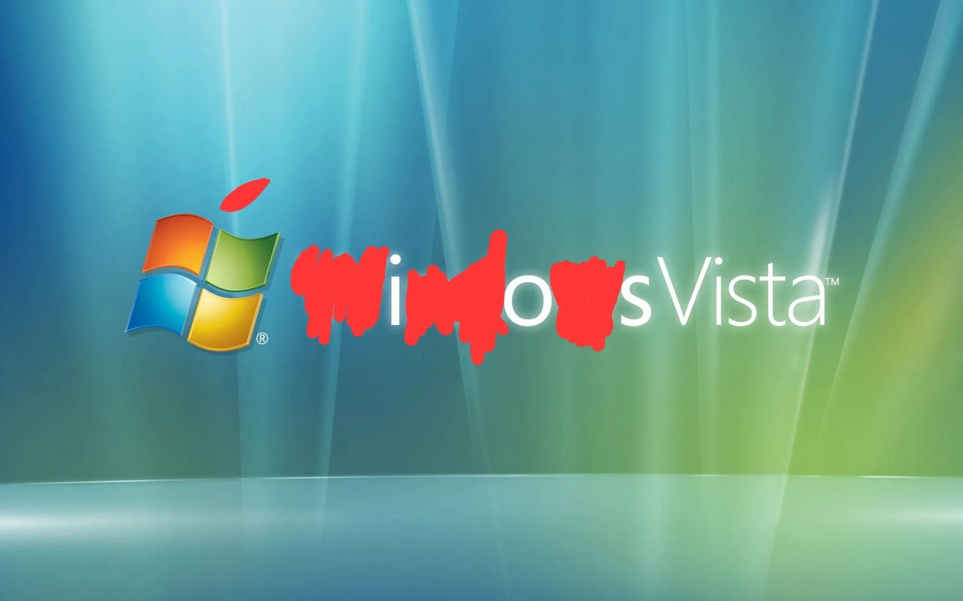 Hình ảnh chế giễu giao diện Windows Vista, liên tưởng đến tranh cãi Liquid Glass của iOS 26