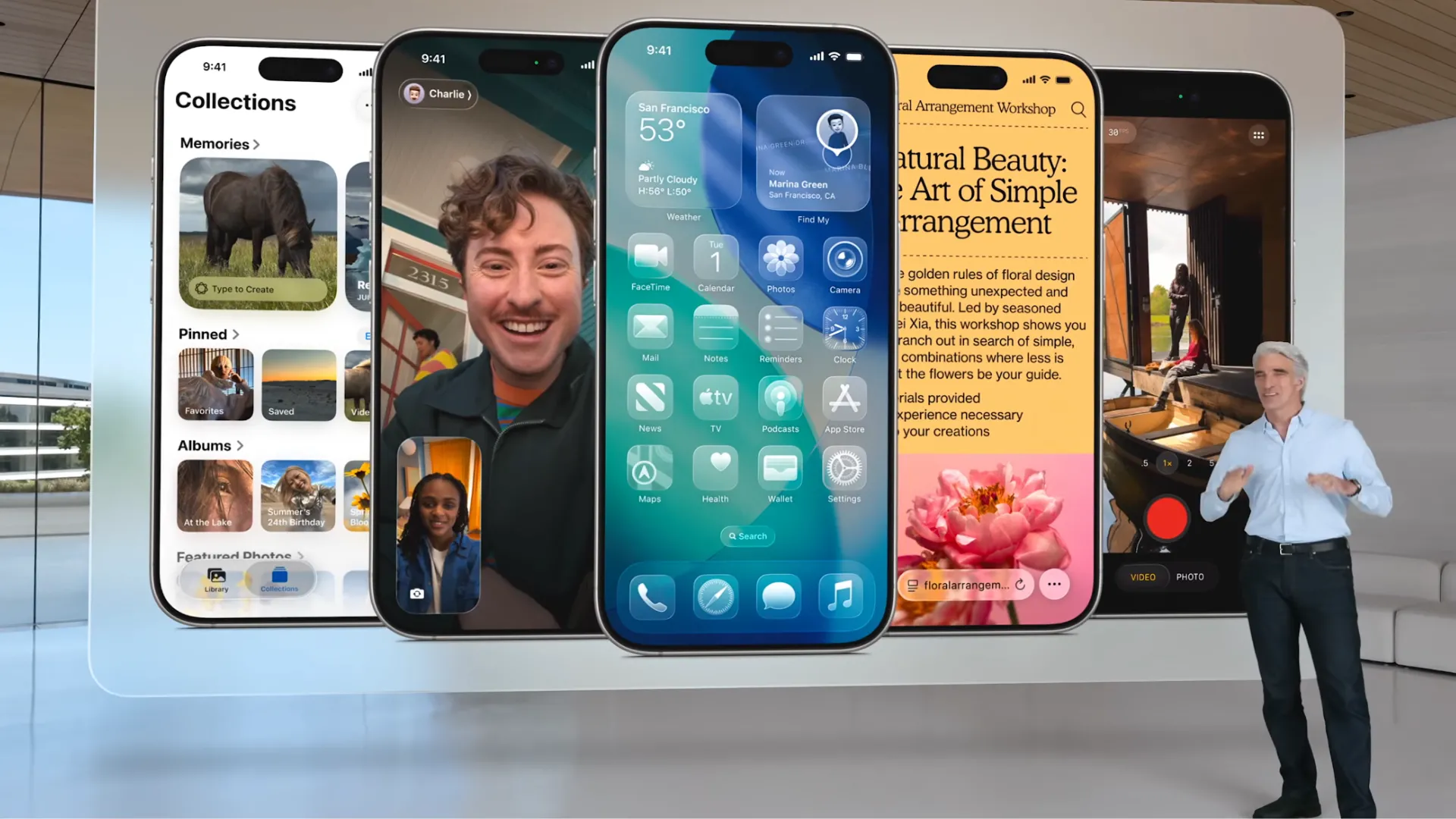 Hình ảnh màn hình sự kiện WWDC 2025 giới thiệu giao diện và các tính năng mới của iOS 26.