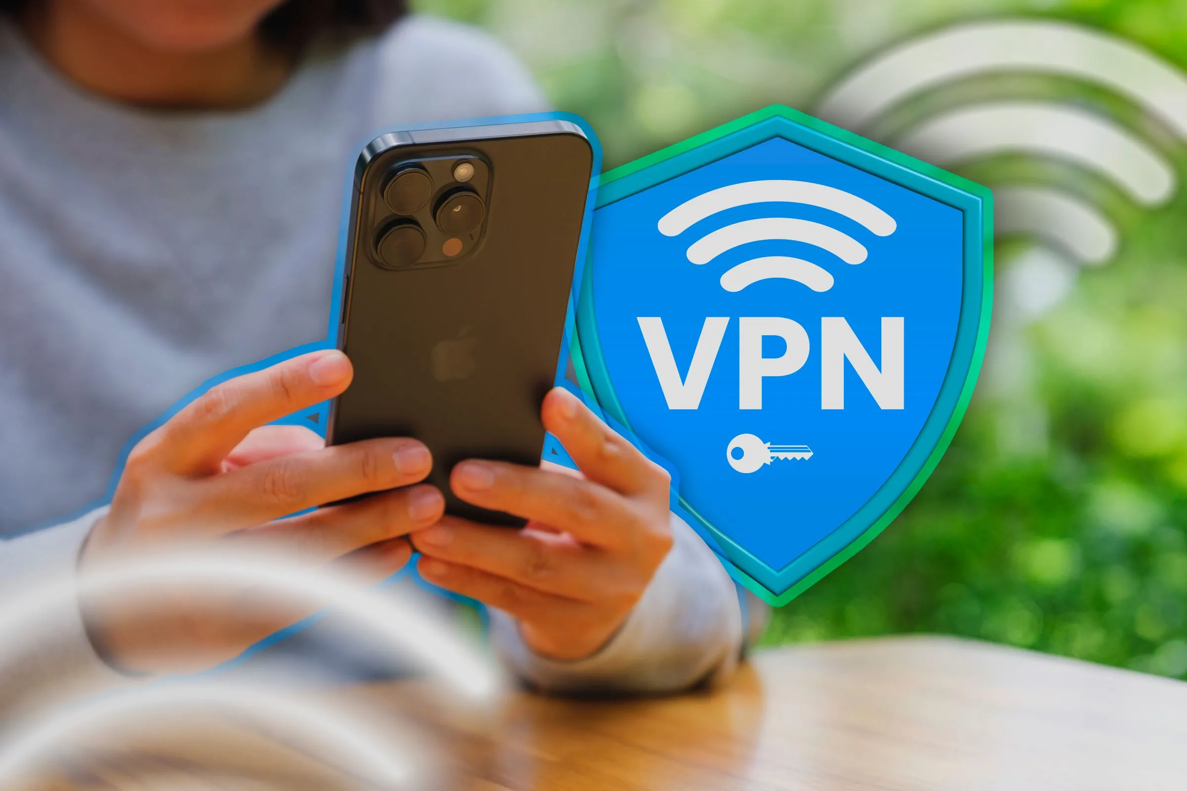 Hình ảnh minh họa người dùng iPhone với biểu tượng kết nối VPN