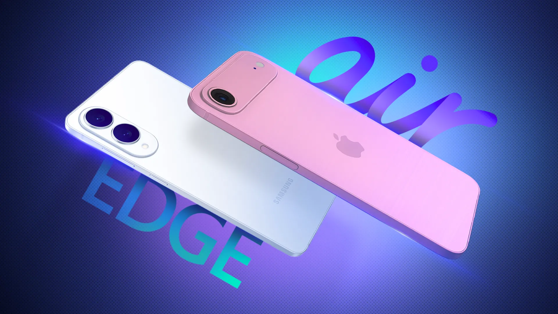 Hình ảnh minh họa so sánh giữa điện thoại iPhone 17 Air và Samsung Galaxy S25 Edge, hai mẫu dự kiến có thiết kế mỏng.