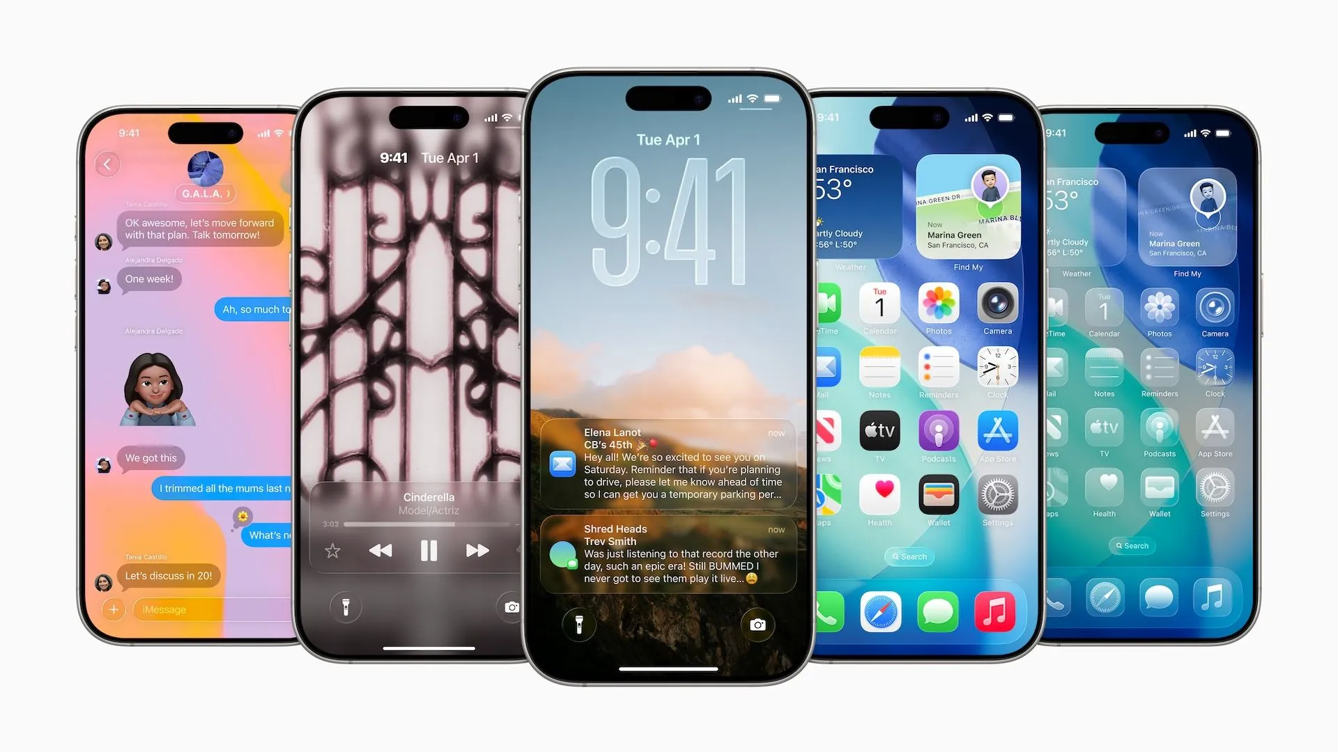 Mô tả iOS 26 trên nhiều iPhone tại WWDC 2025, nơi công bố tính năng AirPods mới