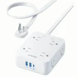 Ổ cắm điện Anker 341 USB Power Strip màu đen với nhiều cổng trên nền trắng