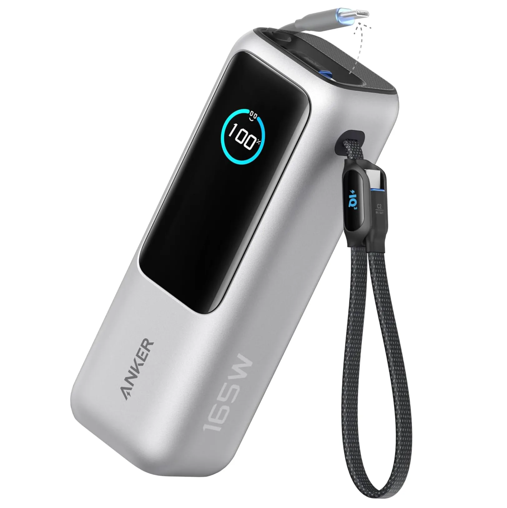 Pin sạc dự phòng Anker 25K với màn hình hiển thị thông tin.