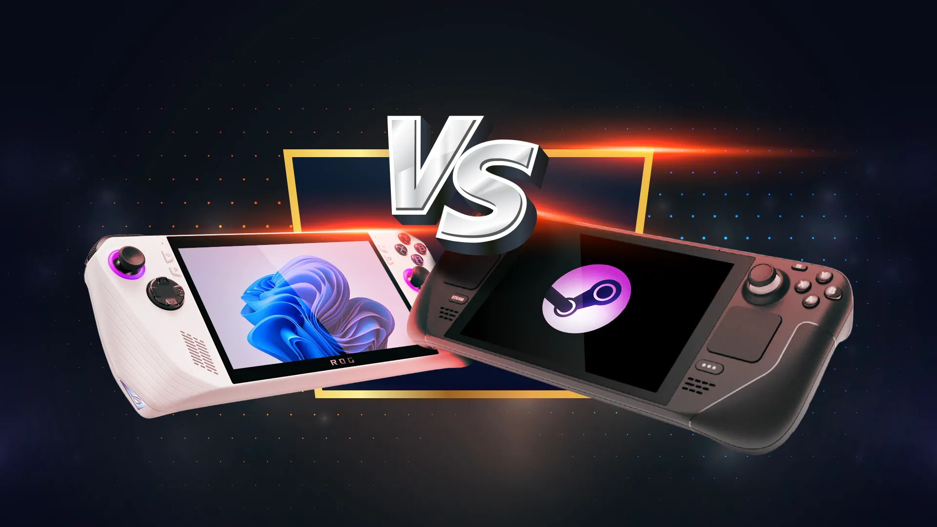 So sánh trực quan ASUS ROG Ally chạy Windows và Steam Deck chạy SteamOS.