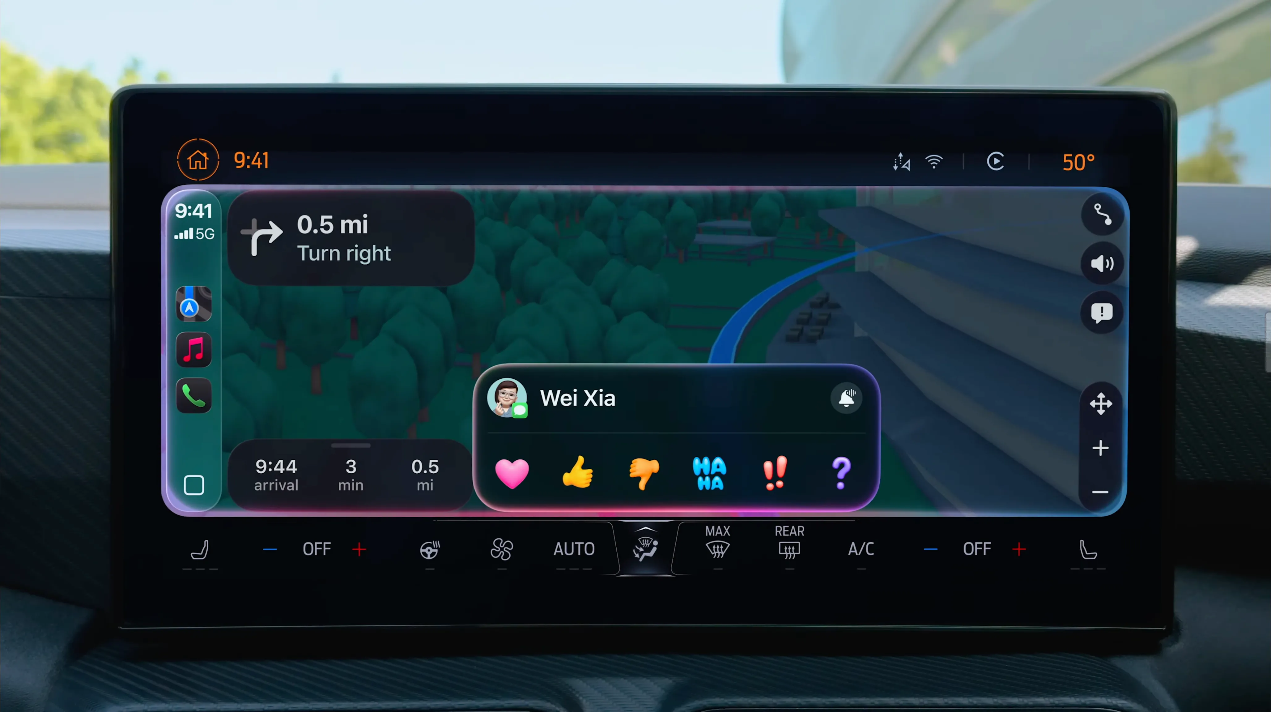 Sử dụng Tapbacks để phản hồi nhanh tin nhắn trong Apple CarPlay trên iOS 26.