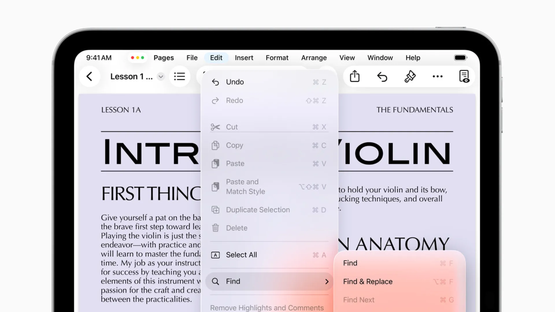Thanh Menu ứng dụng mới trên iPadOS 26, tương tự macOS, hiển thị các tùy chọn