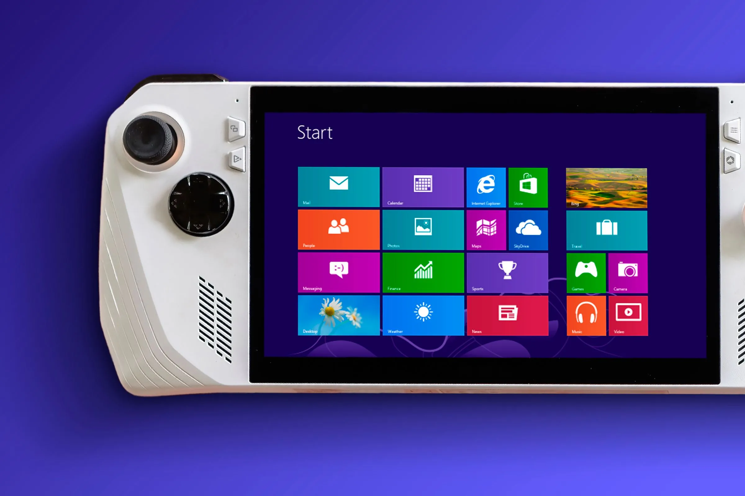 Thiết bị ASUS ROG Ally hiển thị giao diện Windows 8 Metro UI