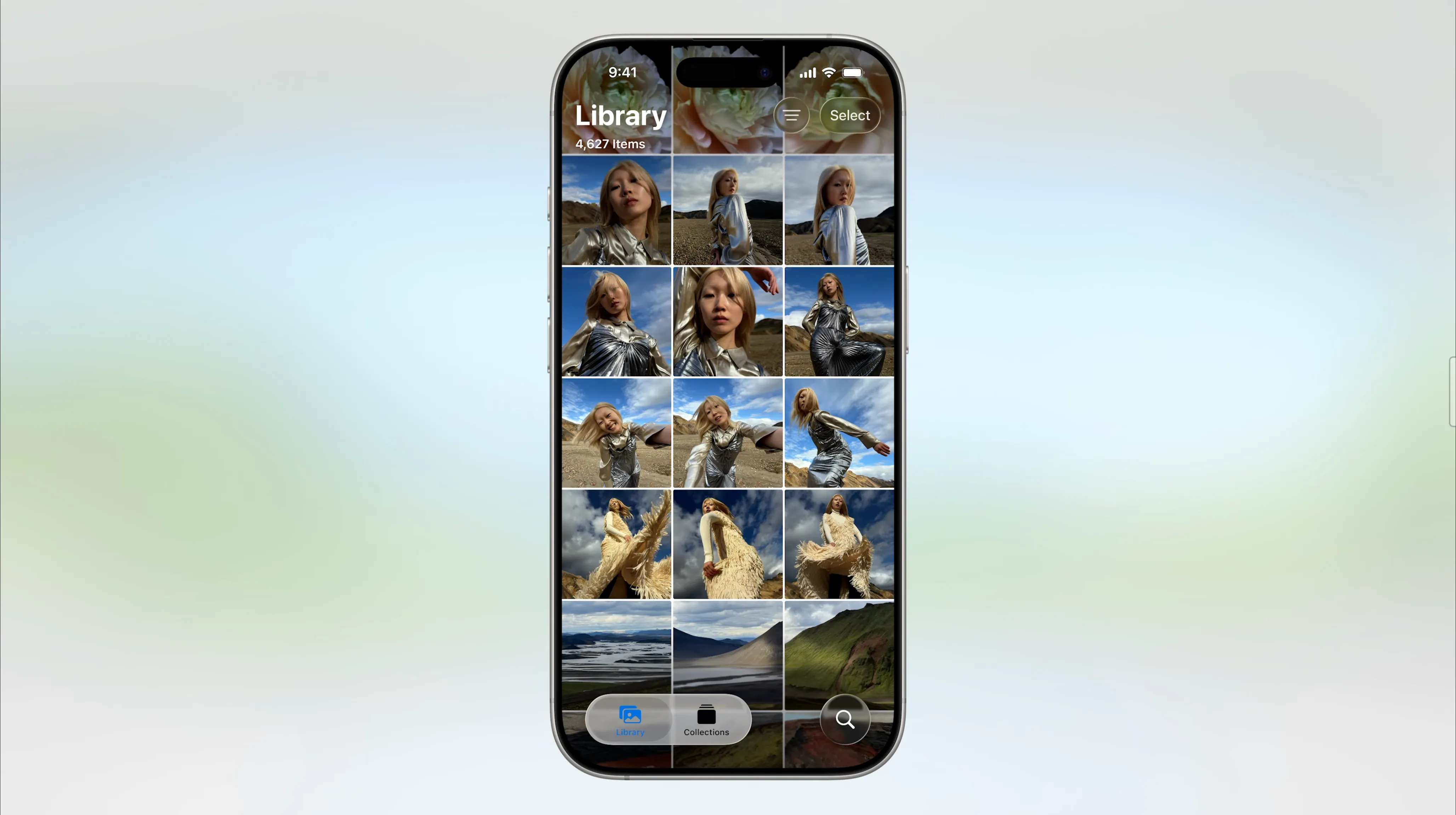 Ứng dụng Ảnh (Photos) trên iOS 26 với sự trở lại của các tab điều hướng.