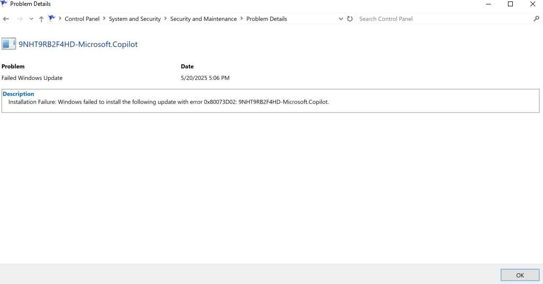 Xem chi tiết kỹ thuật của một sự kiện lỗi hoặc cảnh báo trong Windows Reliability Monitor