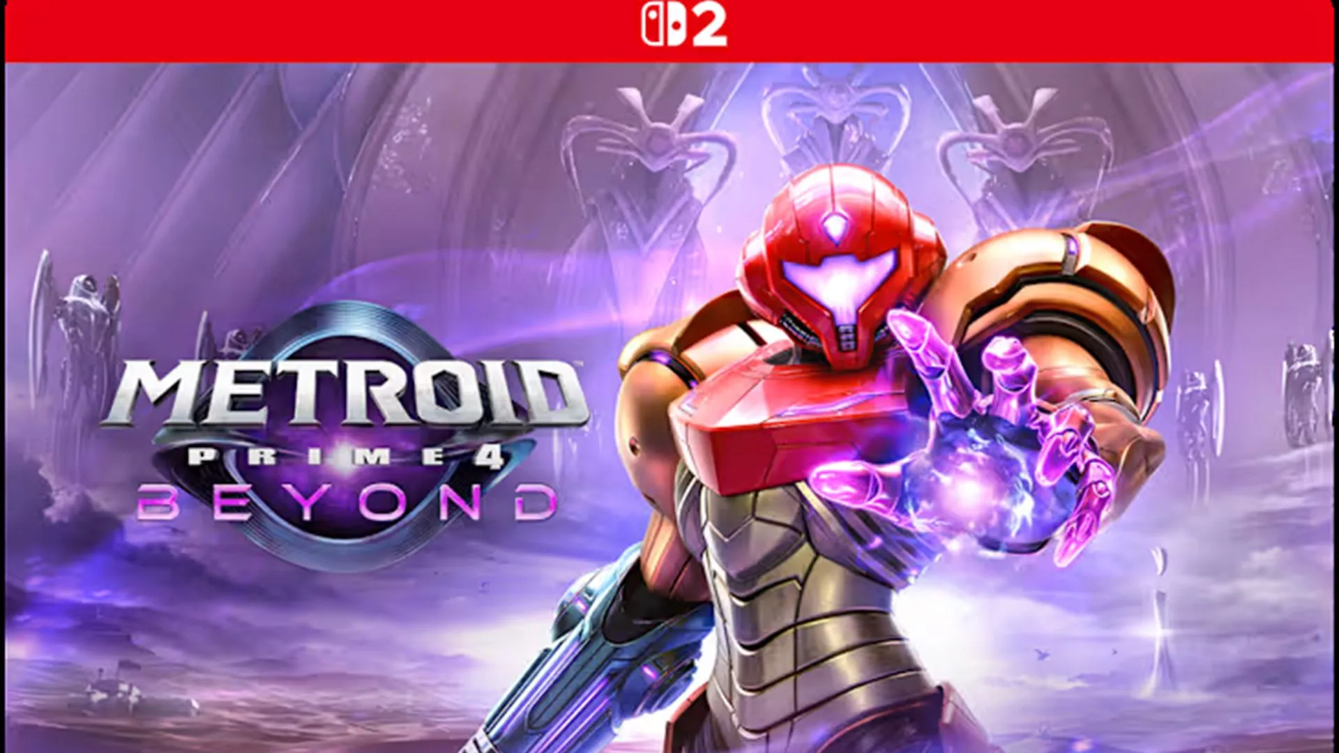 Bìa đĩa game Metroid Prime 4 Beyond Switch 2 Edition, với Samus Aran trong bộ giáp đặc trưng, gợi ý một cuộc phiêu lưu đầy hành động.