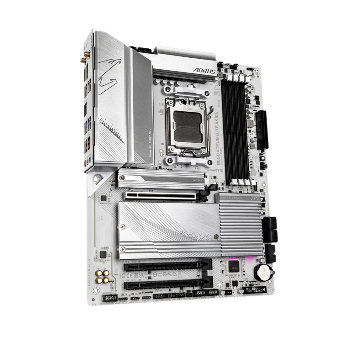 Bo mạch chủ Gigabyte B650 Aorus Elite AX ICE màu trắng tinh tế, một lựa chọn phổ biến cho PC gaming tầm trung