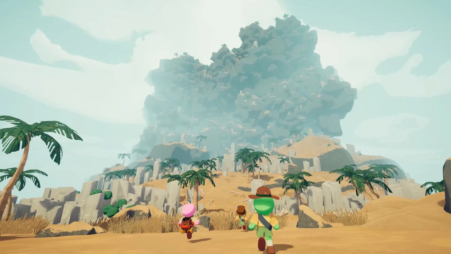 Bốn người chơi game Peak cùng nhau hướng về ngọn núi bí ẩn, thể hiện yếu tố hợp tác của trò chơi.