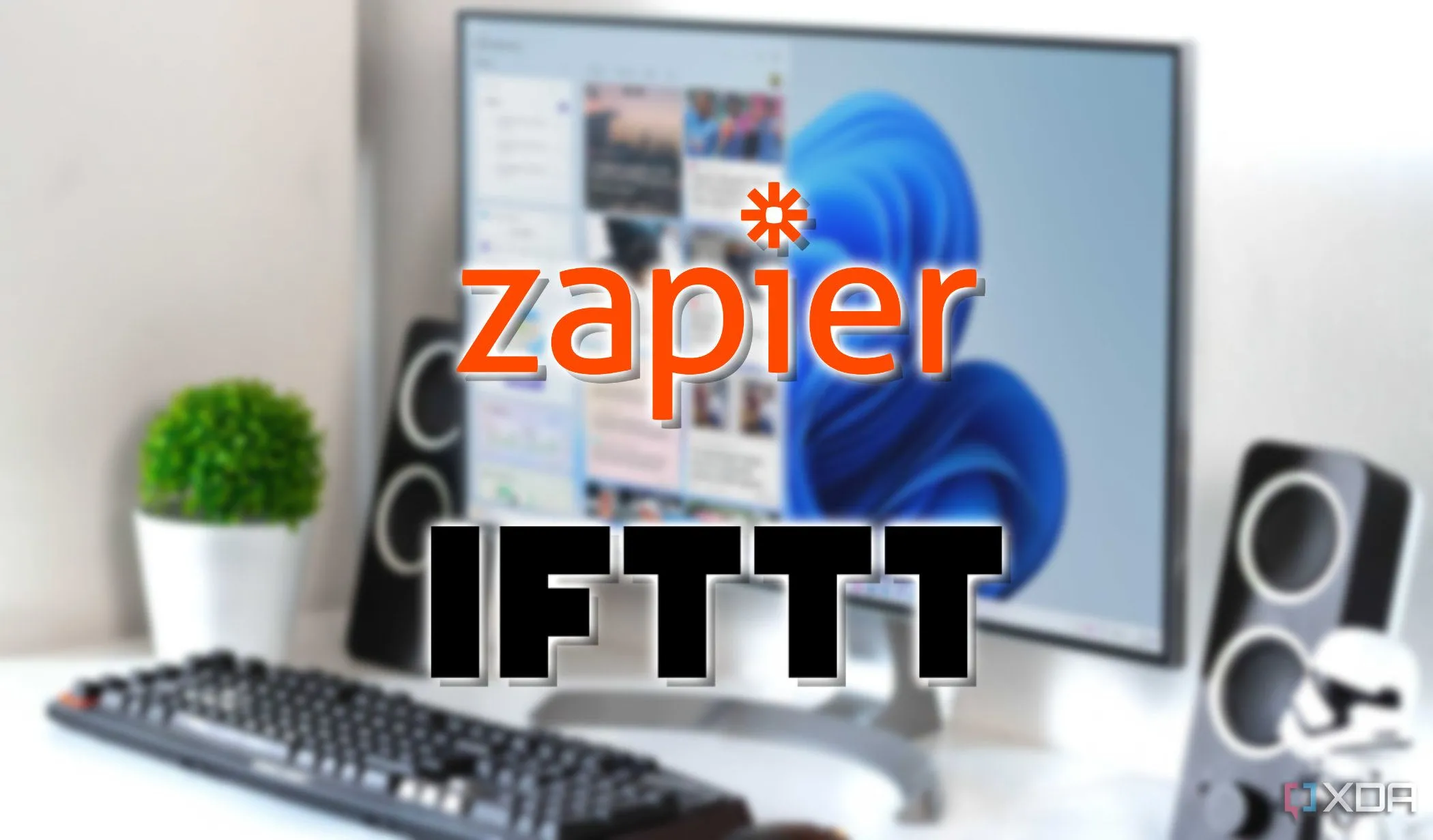 Các biểu tượng Zapier và IFTTT tượng trưng cho tự động hóa trên máy tính để bàn