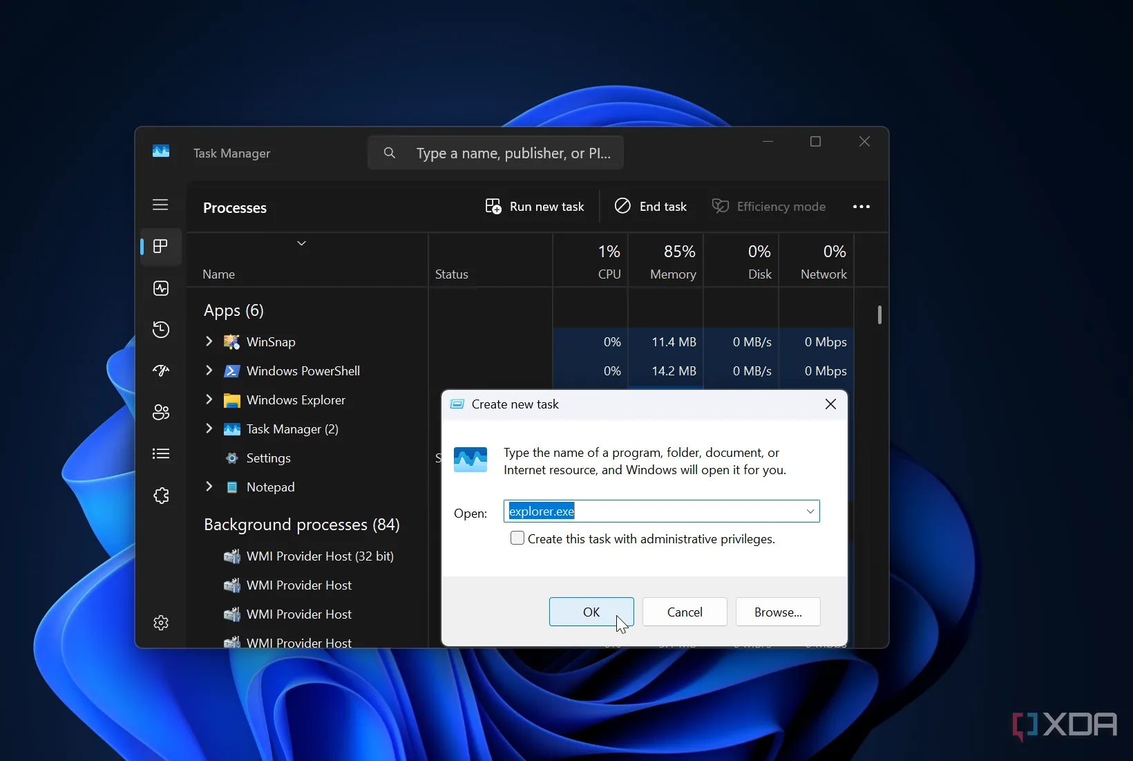 Cách khởi động lại File Explorer qua Task Manager trên Windows 11