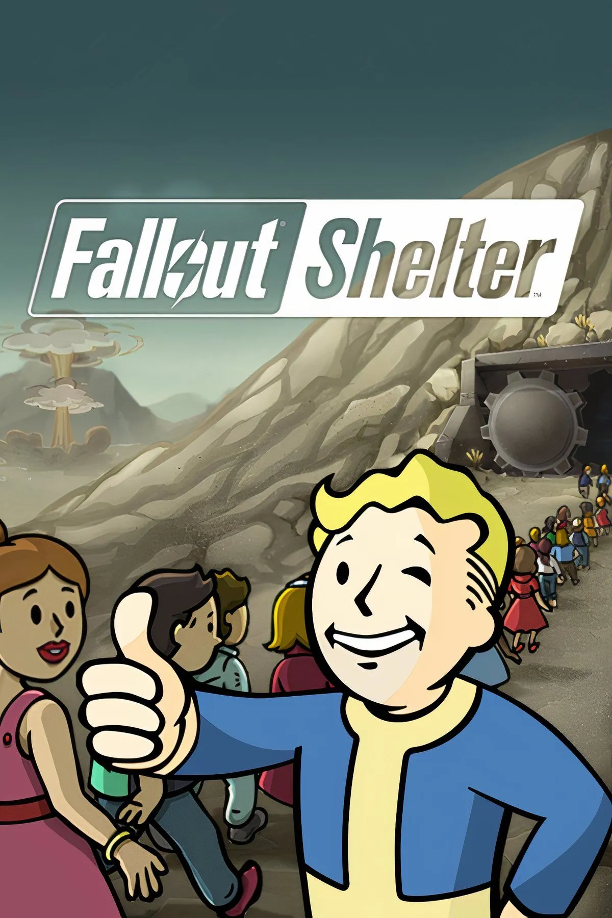 Cảnh quan hầm trú ẩn trong Fallout Shelter với các cư dân đang làm việc và sinh hoạt