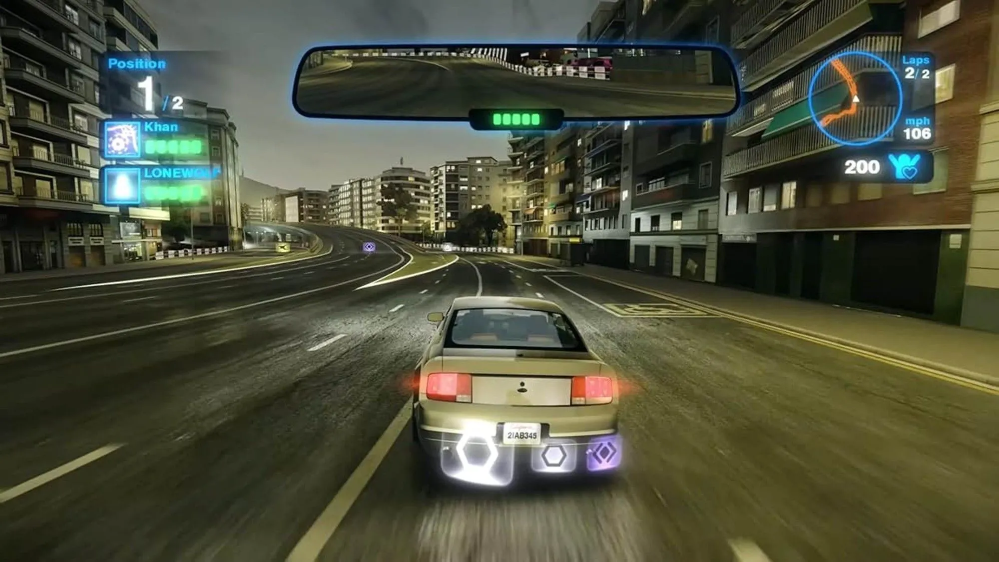 Cảnh xe đua Dodge Viper ACR trong game Blur đang kích hoạt kỹ năng đặc biệt