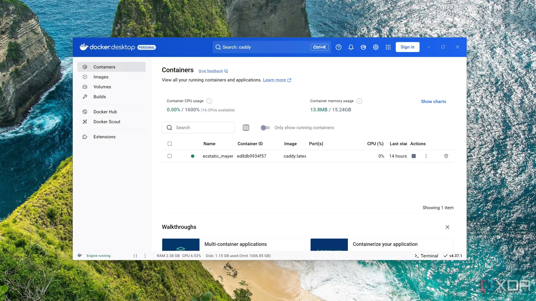 Chạy container Caddy trong Docker trên Windows 11