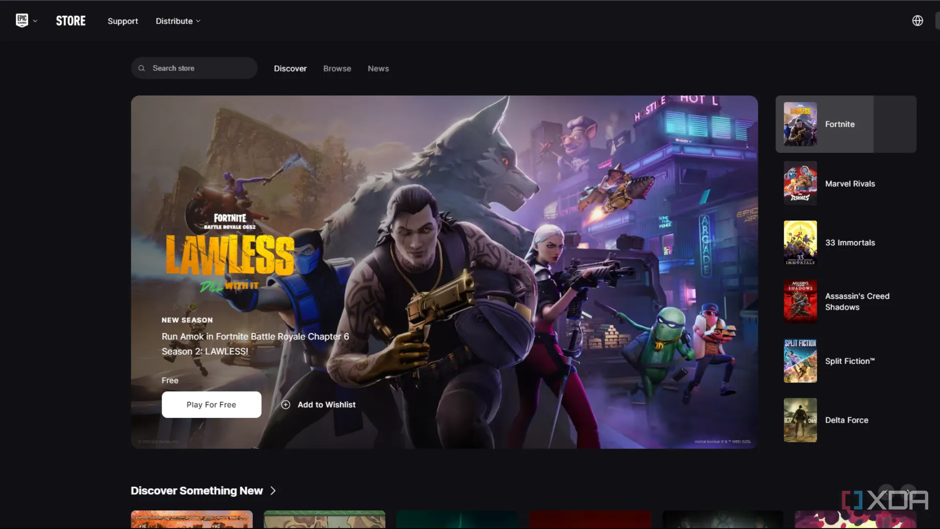 Giao diện các trò chơi miễn phí được cung cấp trên Epic Games Store