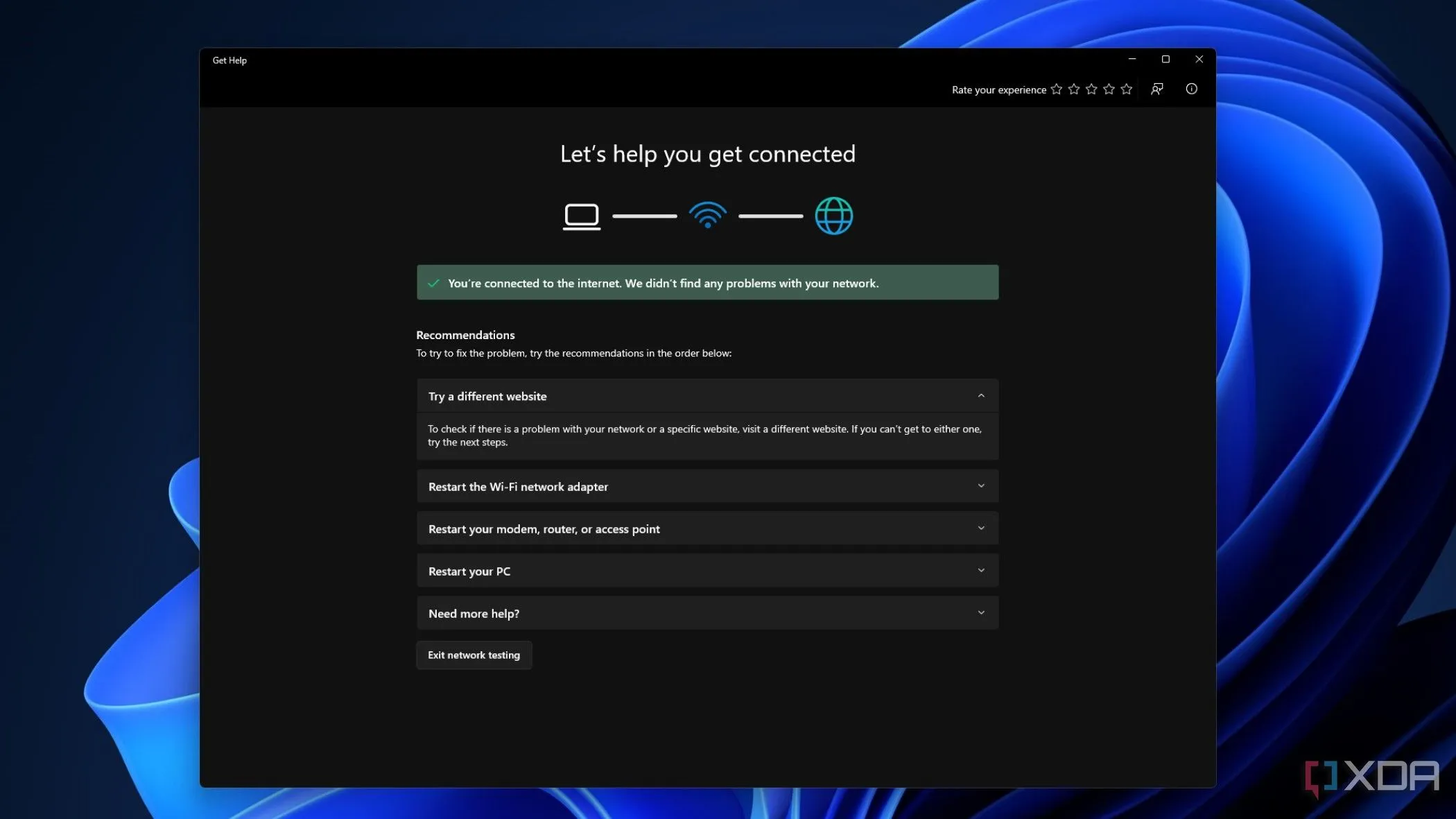 Giao diện công cụ khắc phục sự cố mạng và internet của Windows, hiển thị các tùy chọn chẩn đoán vấn đề kết nối
