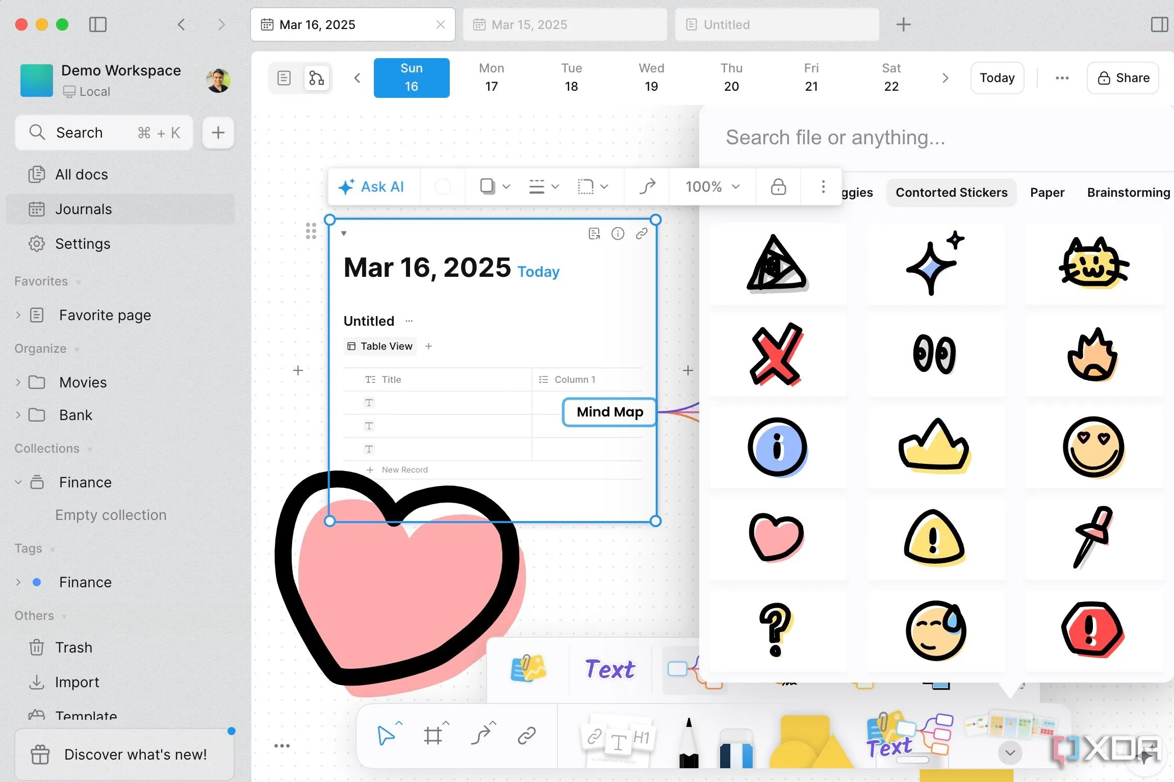 Giao diện Edgeless View của AFFiNE cho bảng ý tưởng