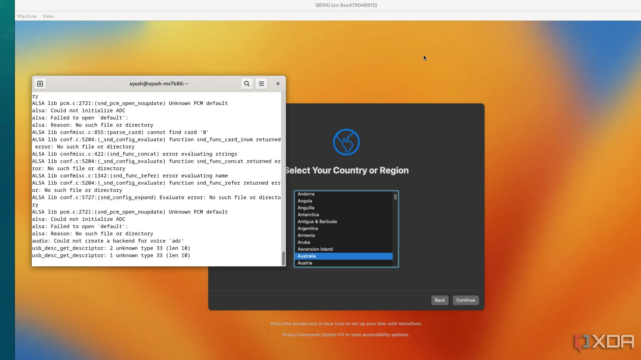 Giao diện khởi tạo macOS với Docker