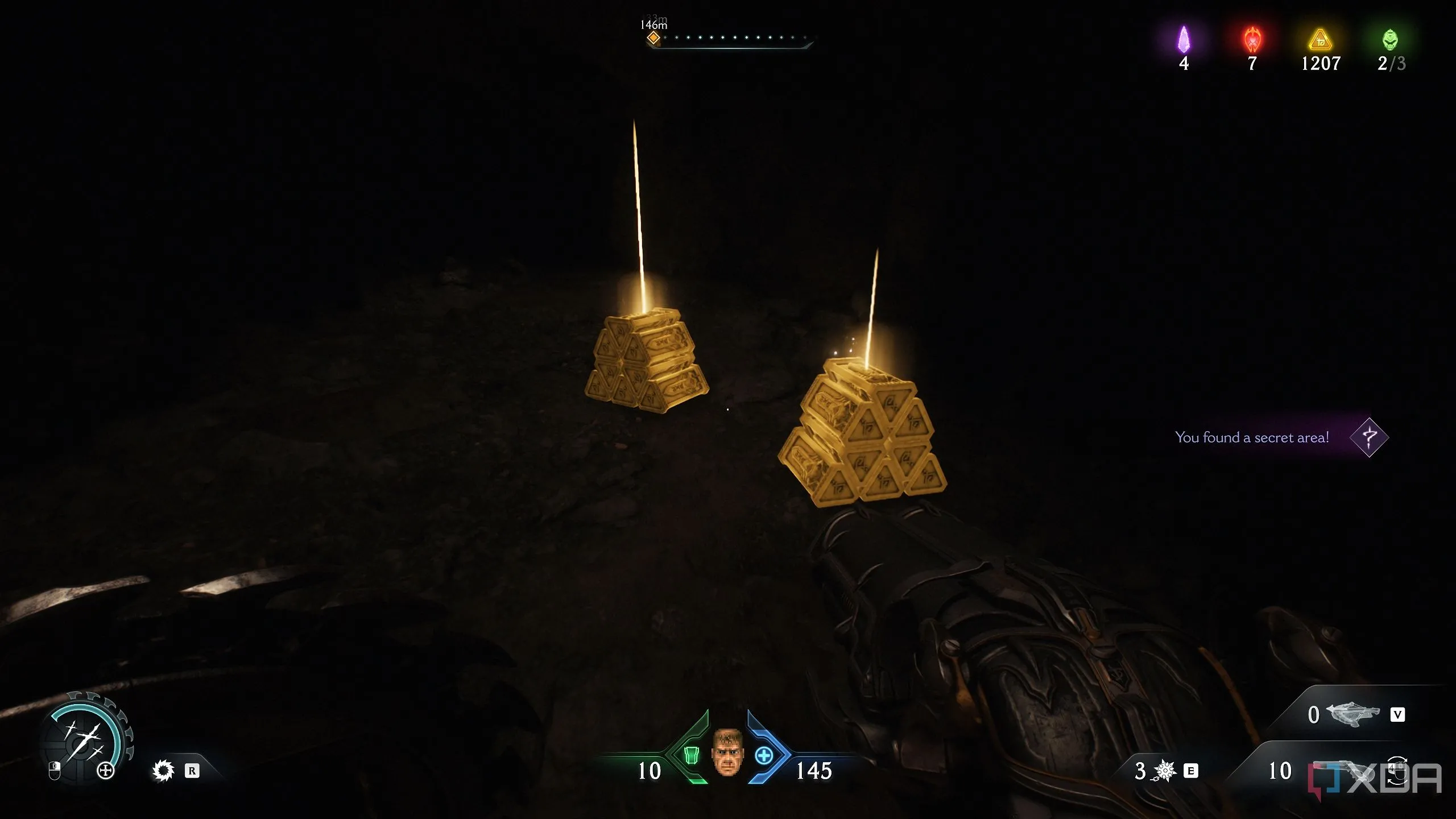 Hai cọc vàng trong khu vực bí mật 2 của Chương 20 trong Doom: The Dark Ages