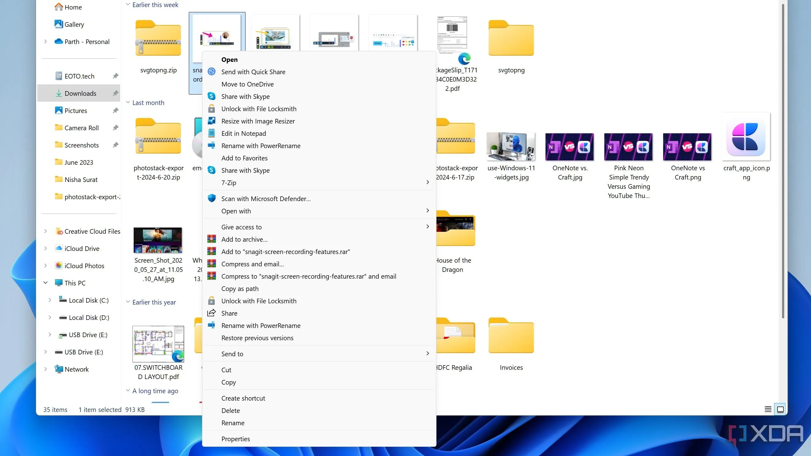 Hình ảnh minh họa menu chuột phải cổ điển đã được khôi phục trên Windows 11.