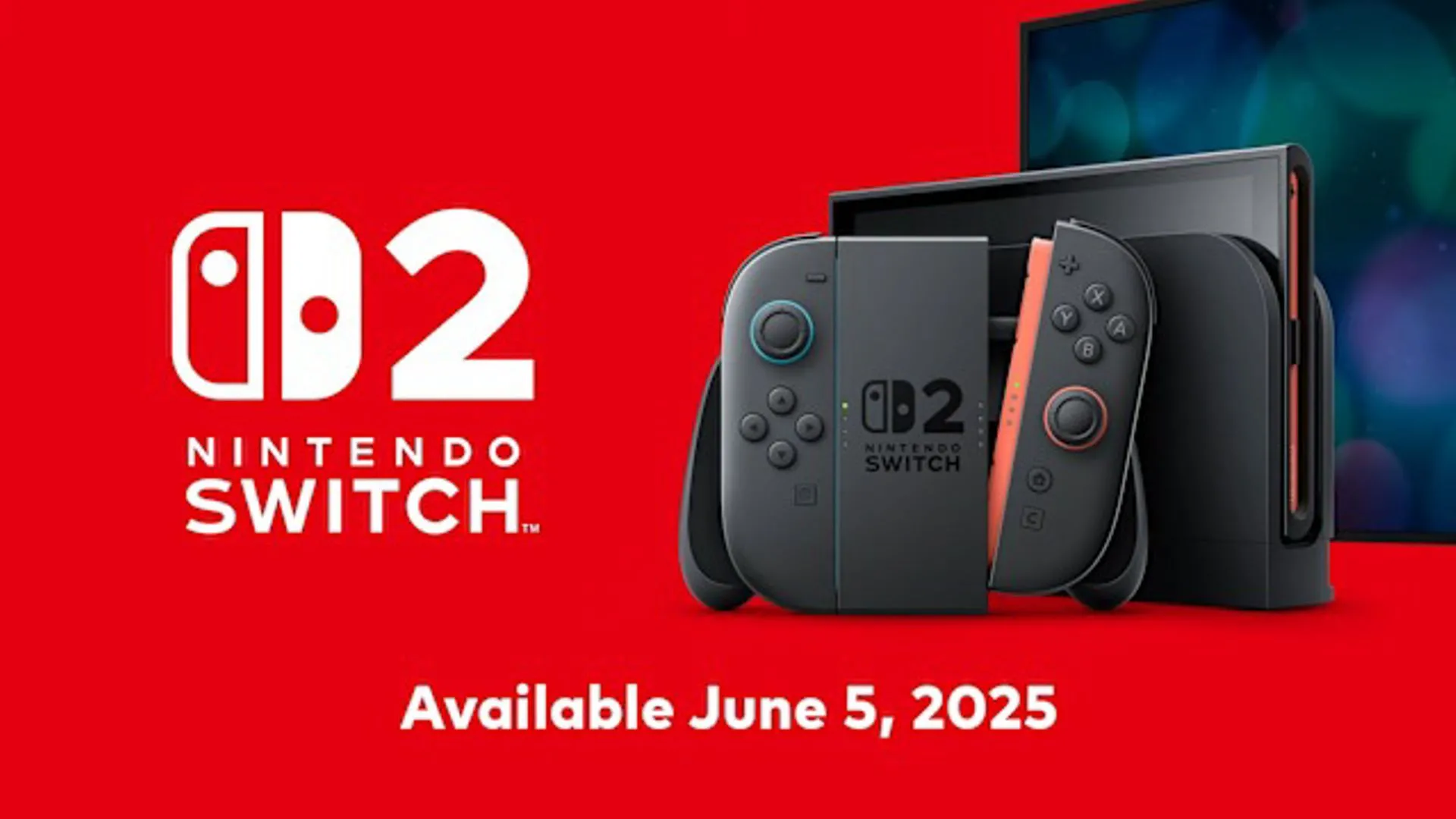 Hình ảnh quảng cáo Nintendo Switch 2 với thông báo ngày ra mắt 5 tháng 6 năm 2025
