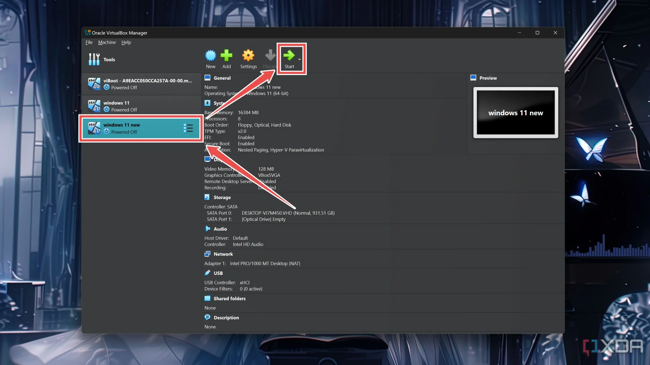 Khởi động máy ảo Windows 11 vừa tạo trong VirtualBox