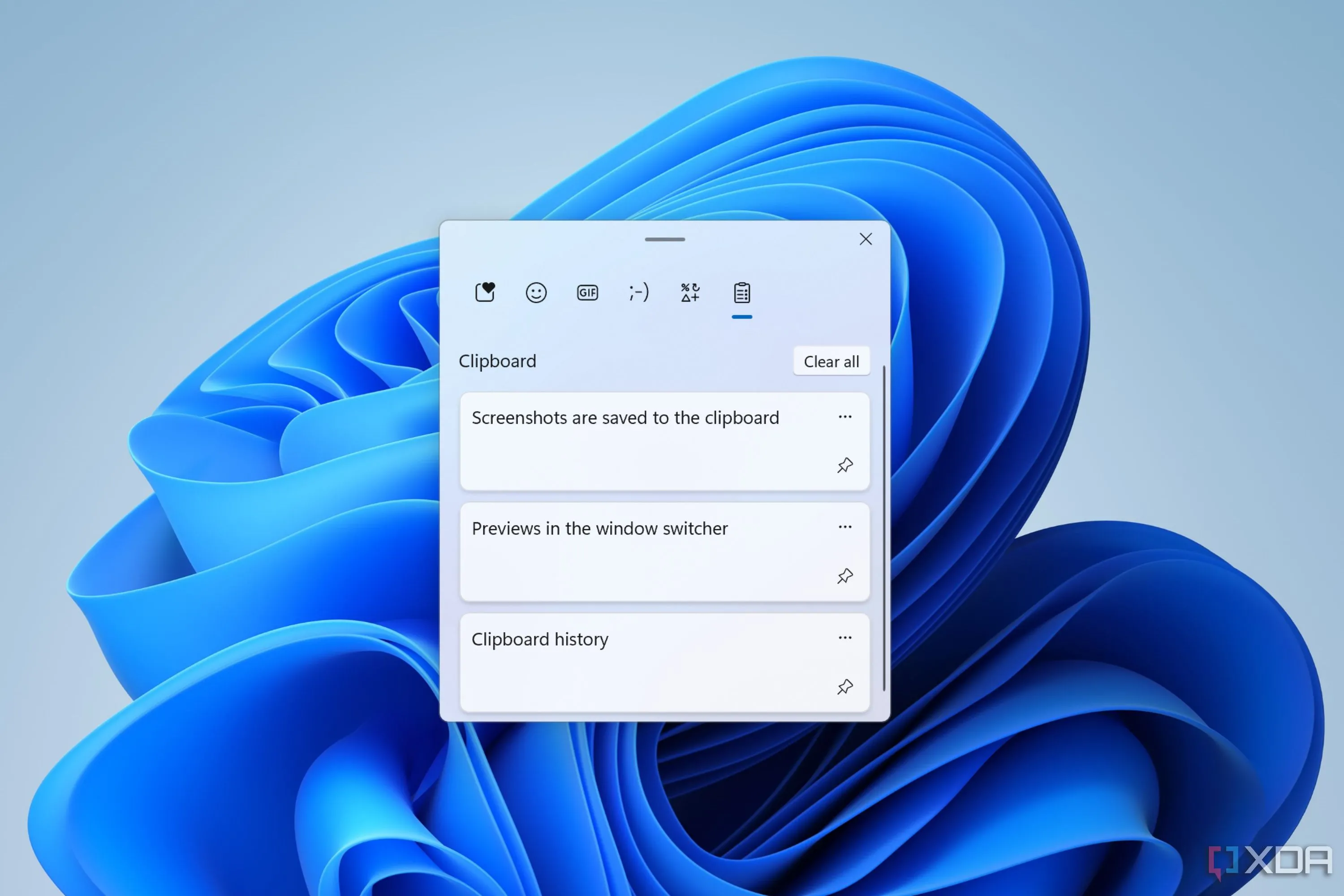 Lịch sử clipboard trên Windows 11 hiển thị các mục đã sao chép