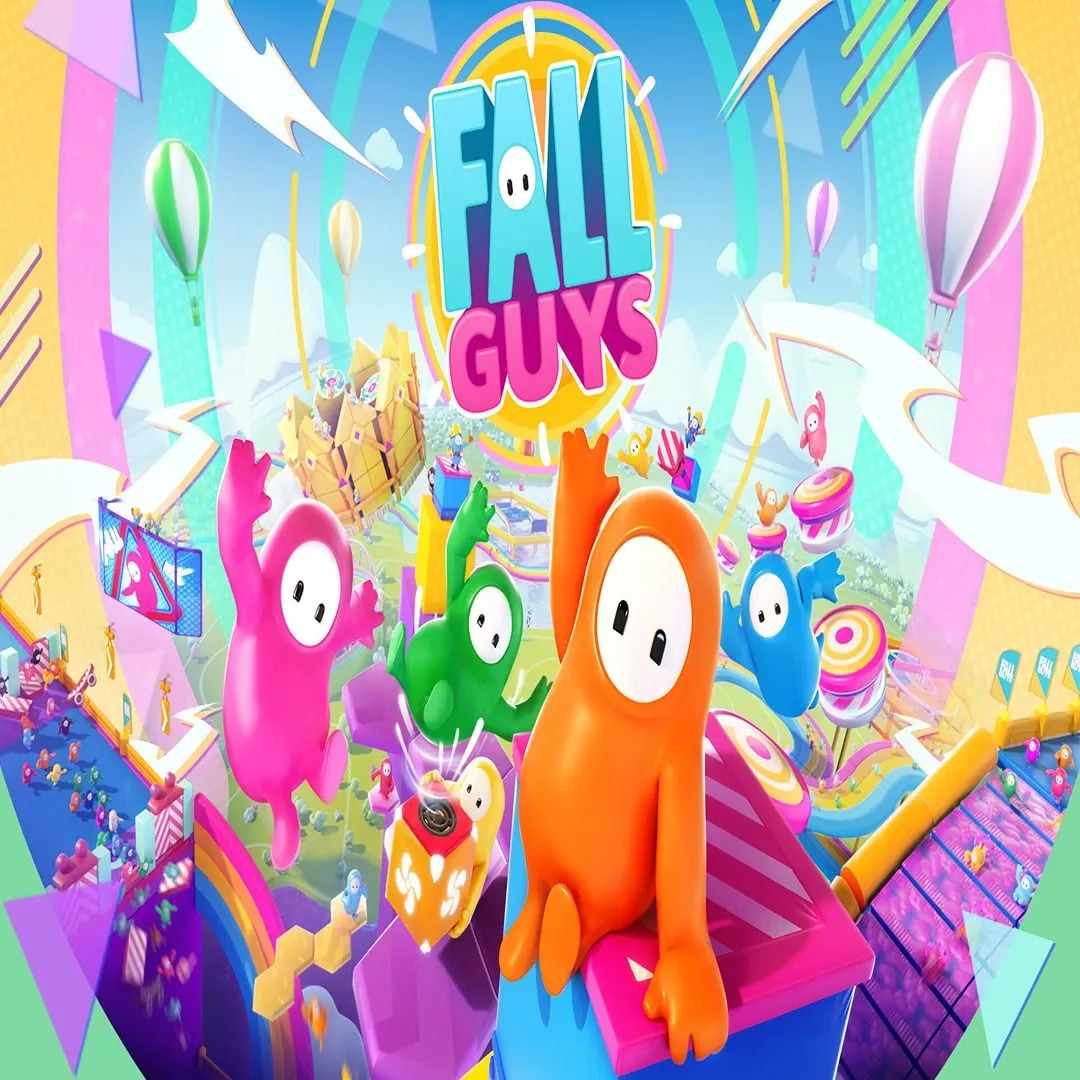 Logo Fall Guys với các nhân vật hình hạt đậu ngộ nghĩnh và đầy màu sắc