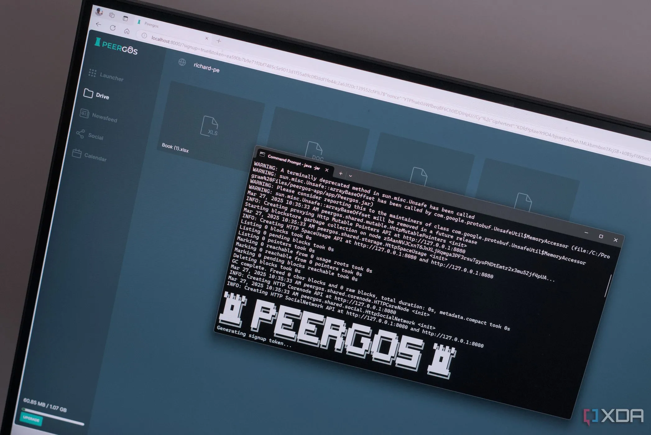 Peergos dashboard