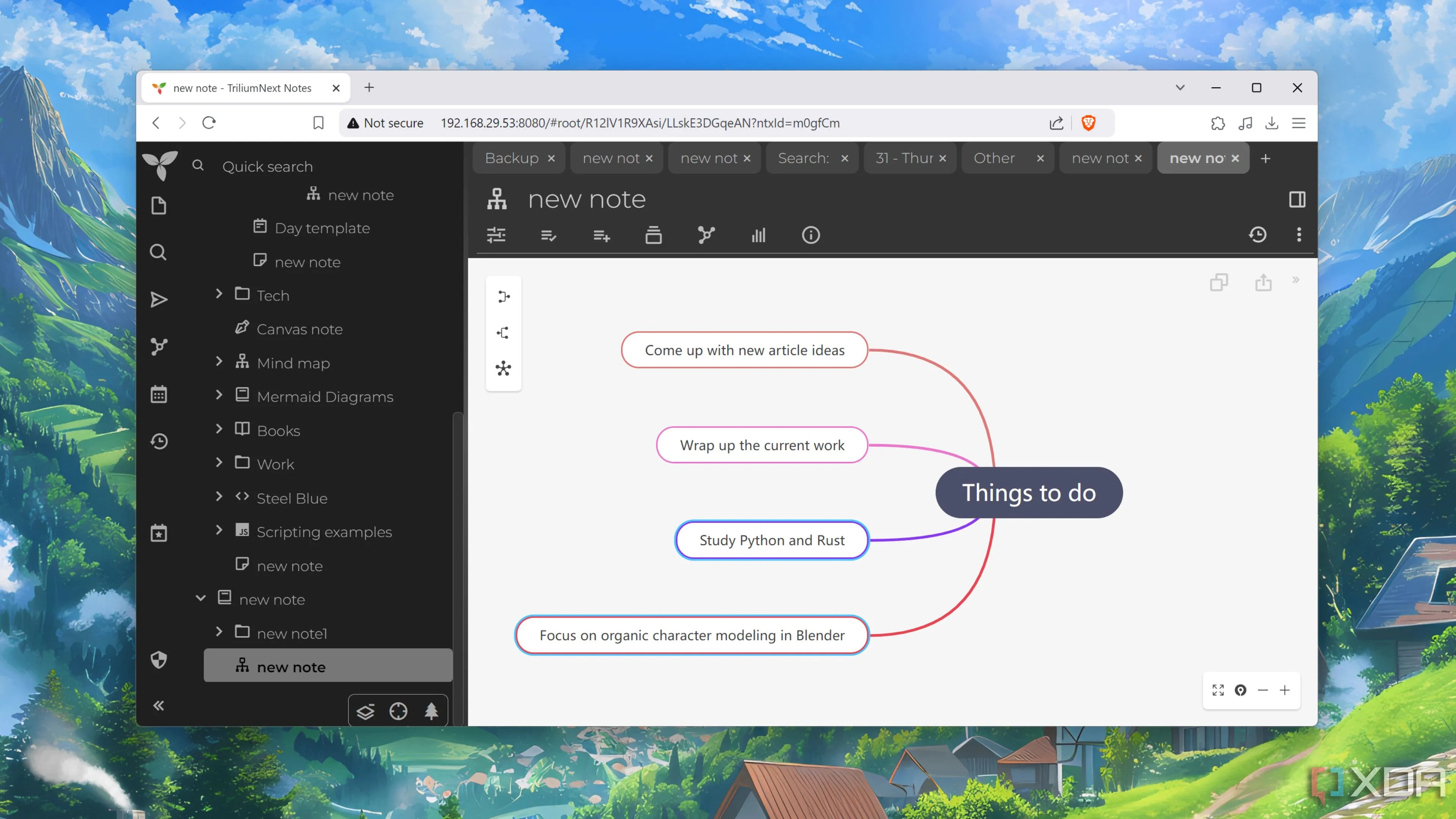 Sơ đồ tư duy trong TriliumNext