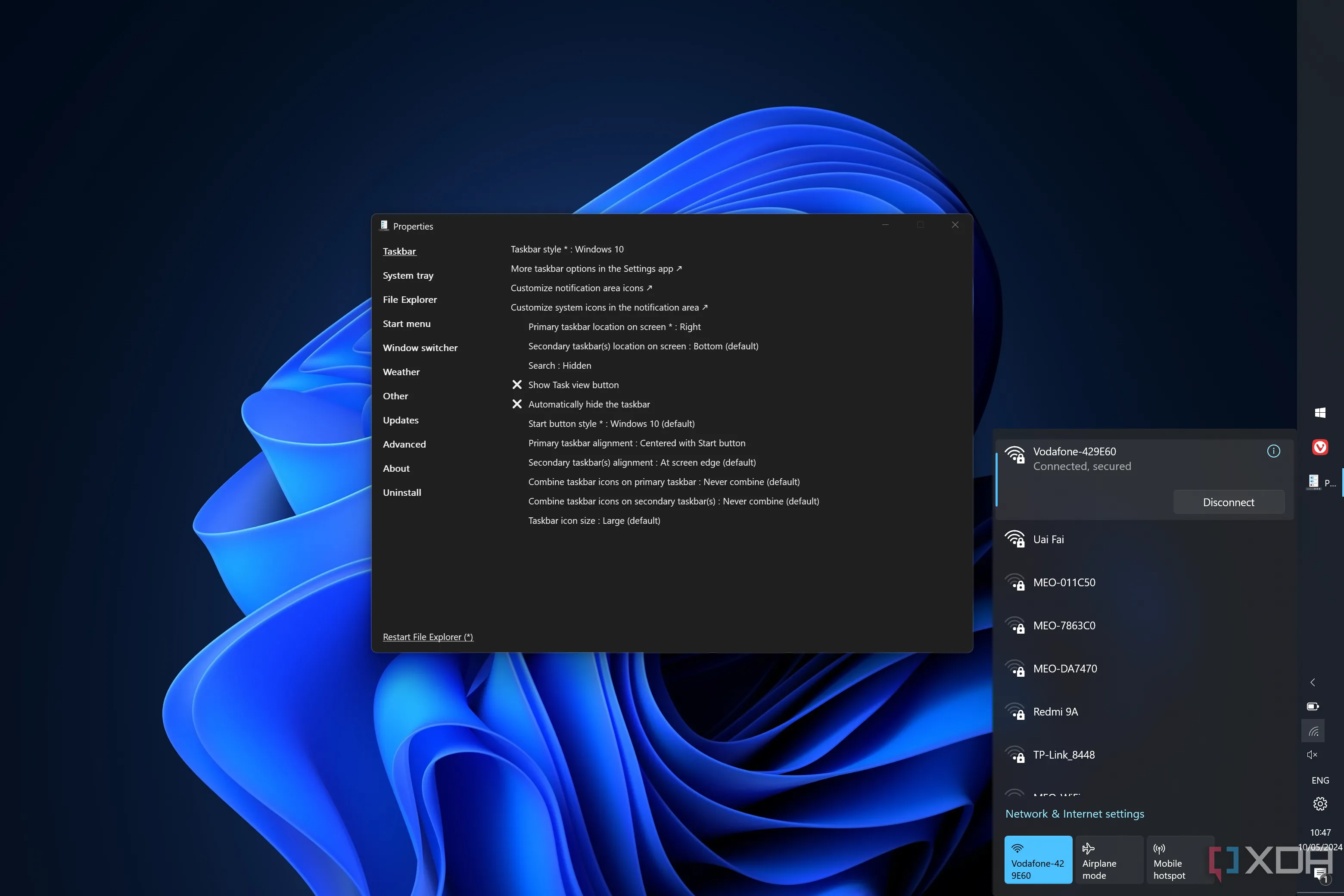 Thanh Taskbar trên Windows 11 được tùy chỉnh bằng ExplorerPatcher