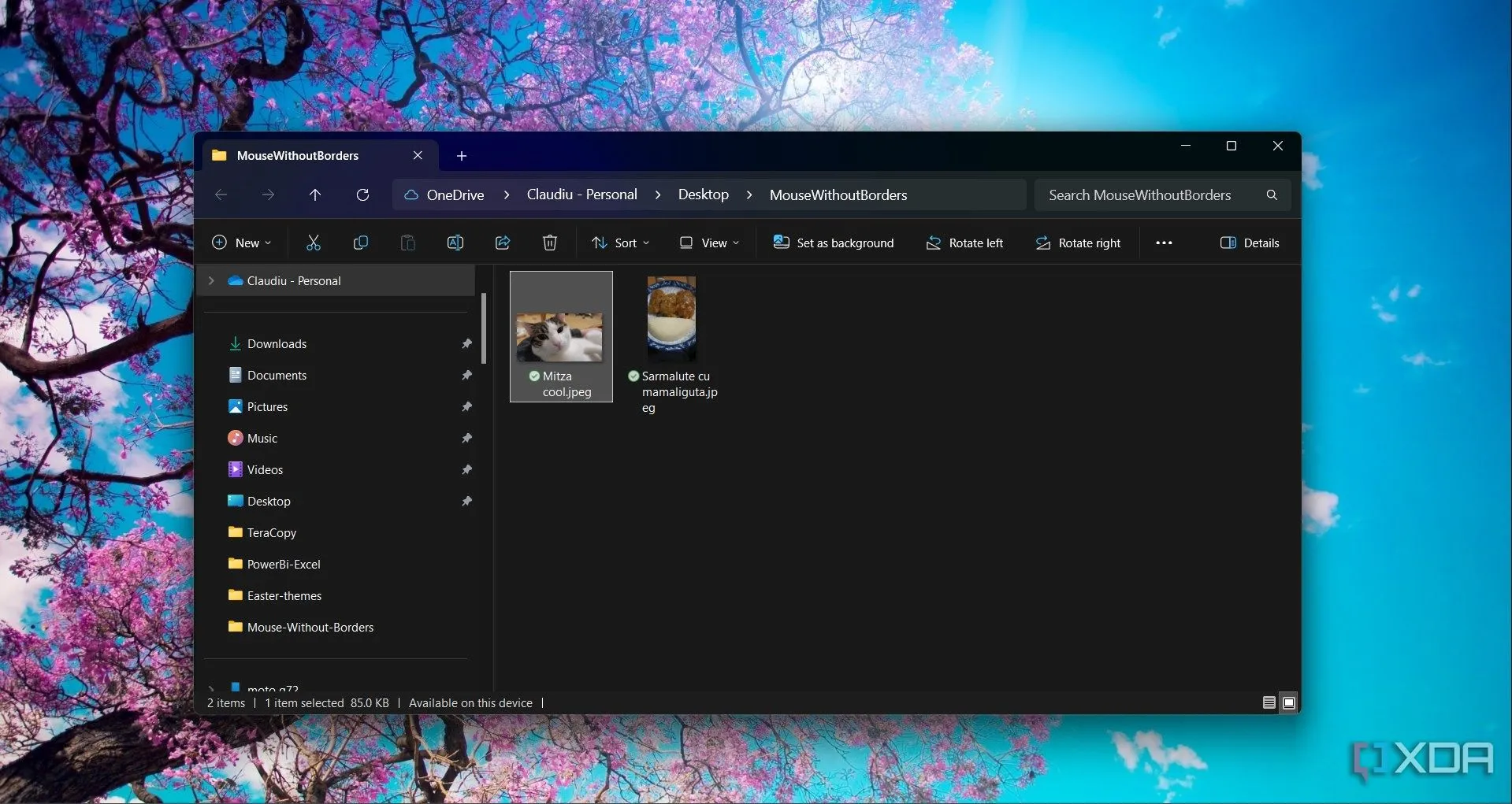 Thư mục chứa tệp đã chuyển qua Mouse Without Borders trên File Explorer