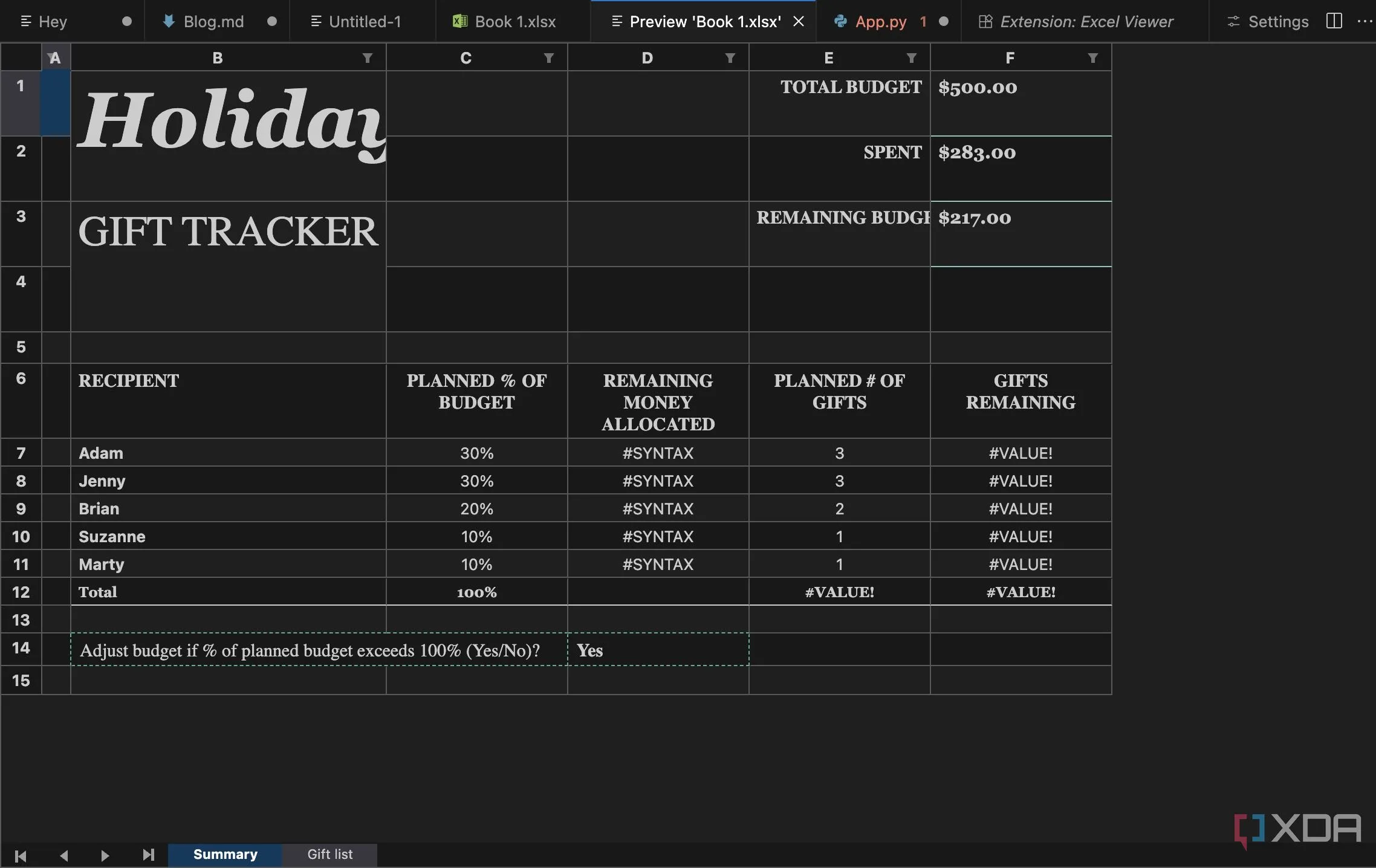 Tiện ích Excel Viewer hiển thị nội dung file CSV dưới dạng bảng tính trực tiếp trong môi trường VS Code.
