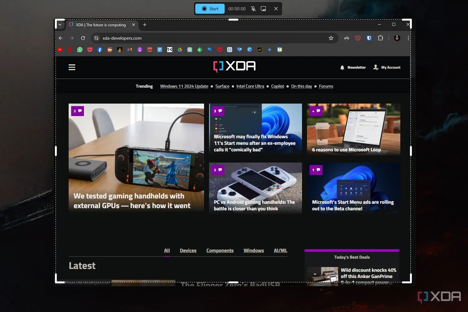 Tính năng ghi màn hình mới của Snipping Tool trên Windows 11, hỗ trợ ghi video và âm thanh.
