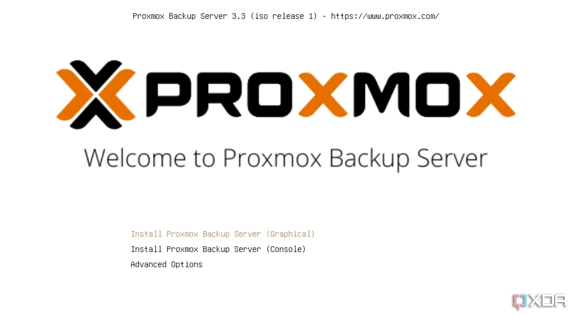 Trang cài đặt Proxmox Backup Server với biểu tượng Proxmox