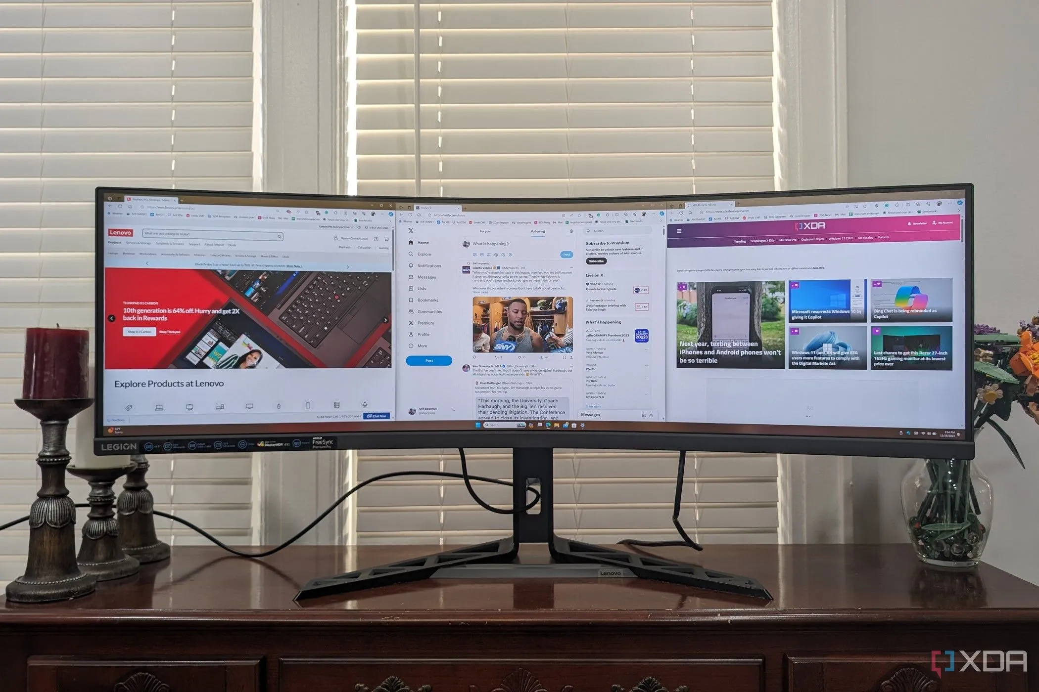 Trình duyệt Microsoft Edge đang mở trên màn hình Legion R45w-30