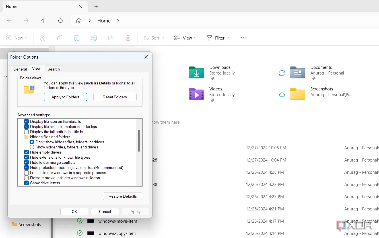Tùy chọn chặn thông báo nhà cung cấp đồng bộ hóa trong File Explorer Windows 11
