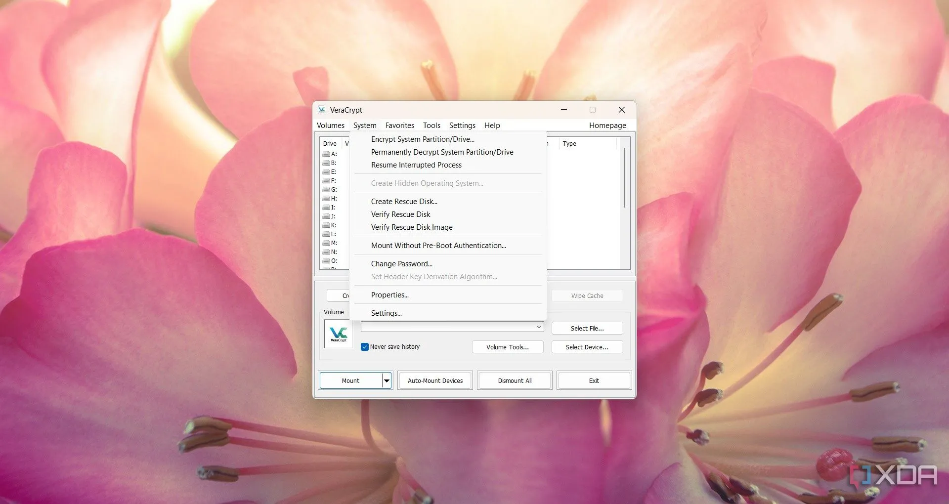 Tùy chọn mã hóa trong VeraCrypt