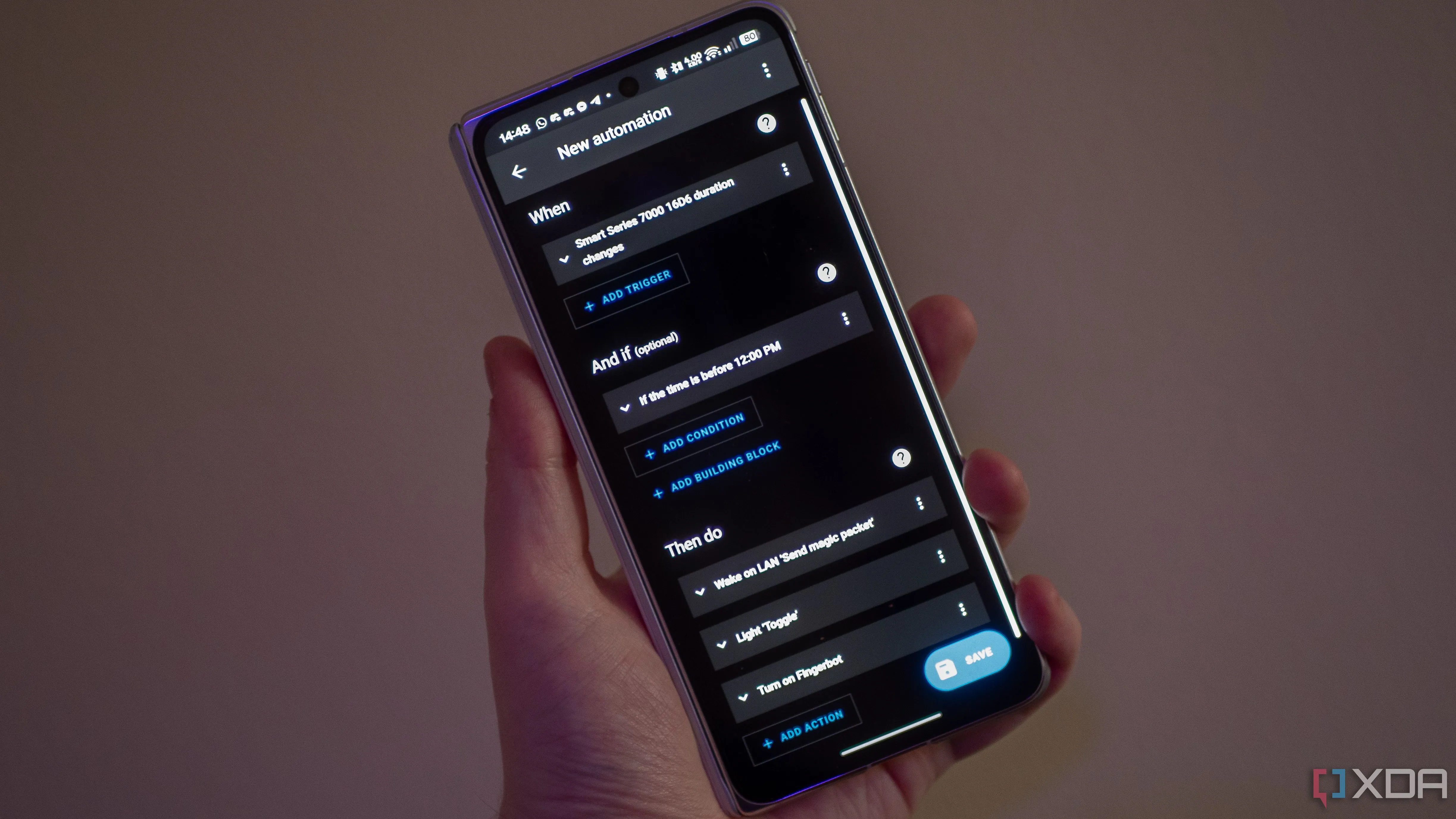 Ví dụ tự động hóa trong Home Assistant sử dụng dữ liệu từ bàn chải đánh răng thông minh qua Bluetooth Proxy