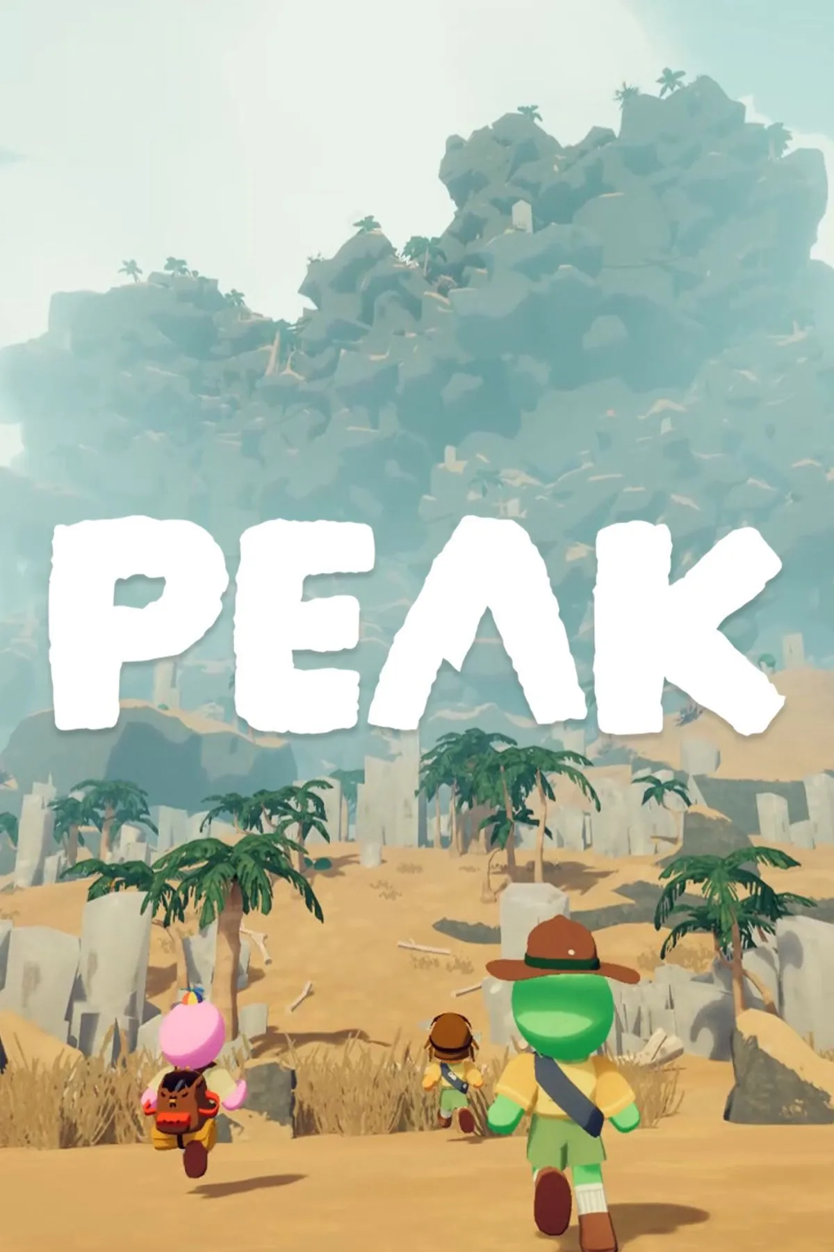 Ảnh bìa game PEAK, thể hiện hai nhân vật đang leo núi cùng nhau bằng dây thừng