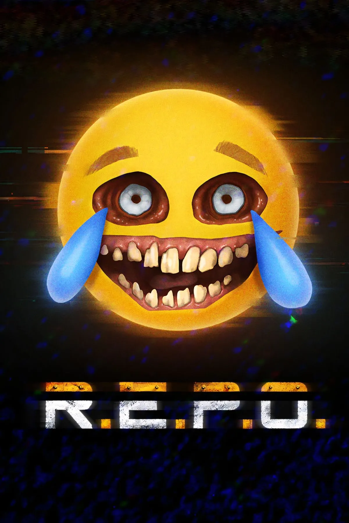 Ảnh bìa game R.E.P.O. với các nhân vật và quái vật hài hước, mang phong cách kinh dị co-op