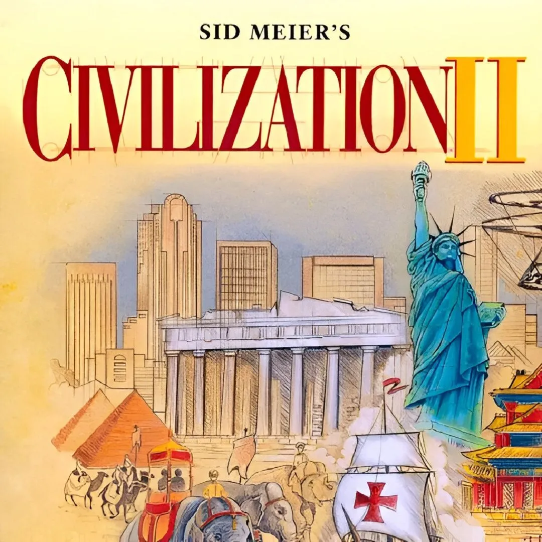 Ảnh bìa game Sid Meier's Civilization II, tựa game chiến thuật tiếp nối thành công của bản gốc